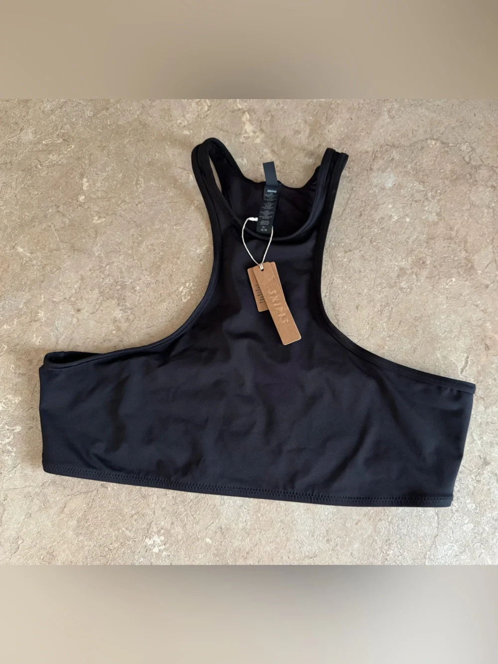 NWT Skims Recycled Swim High Neck Racerback Onyx Top- Size XL